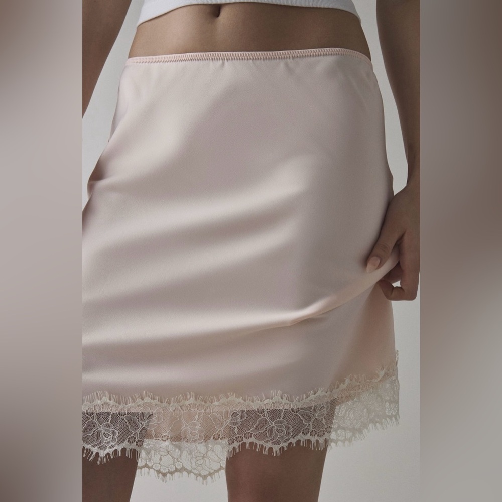 Urban Outfitters Pink Lace Trim Midi Skirt